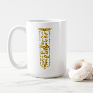 Caneca De Café Símbolos Antigos Egípcios Dourados – Hieróglifos L