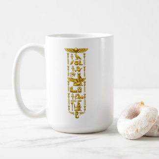 Caneca De Café Símbolos Antigos Egípcios Dourados – Hieróglifos L