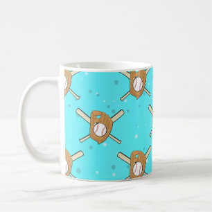 Caneca De Café Símbolos de beisebol - Padrão sem costura no Sky B