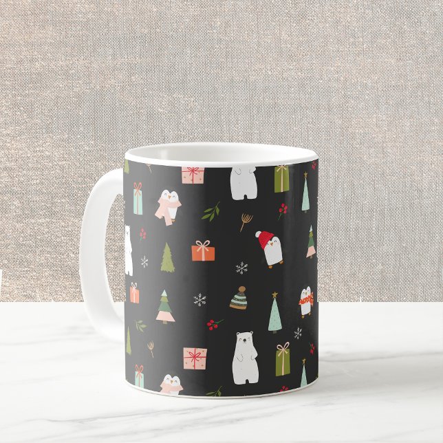 Caneca De Café Símbolos de Natal bonitos - Preto (Criador carregado)