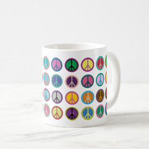 Caneca De Café Símbolos de paz coloridos