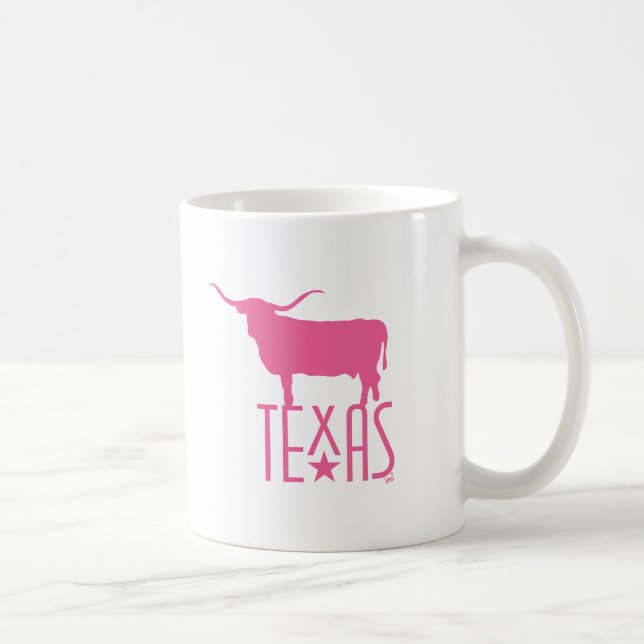 Caneca De Café Símbolos do Texas, Longhorn, rosa (Direita)