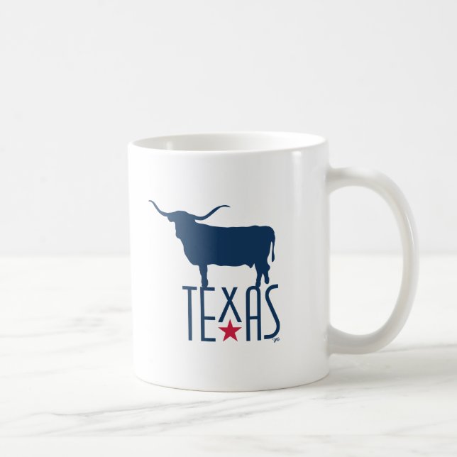 Caneca De Café Símbolos do Texas, Marinha, Longhorn (Direita)