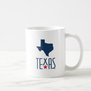 Caneca De Café Símbolos do Texas, Texas, azul naval