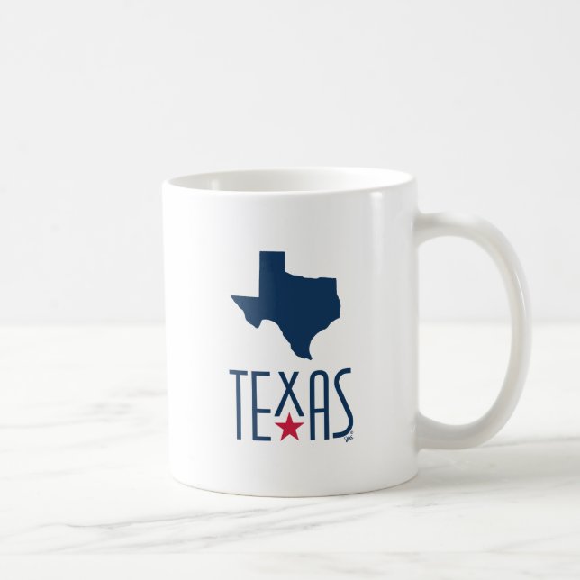 Caneca De Café Símbolos do Texas, Texas, azul naval (Direita)