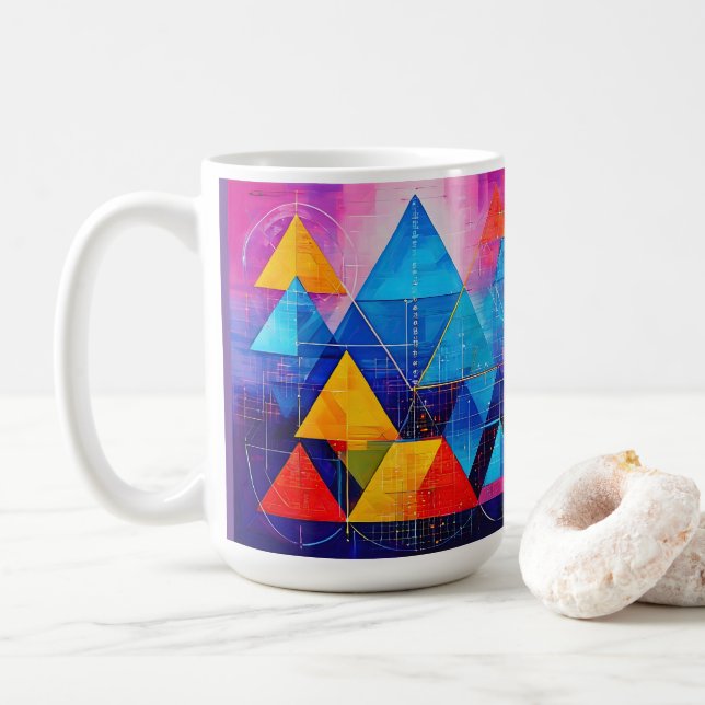 Caneca De Café Símbolos Geométricos Abstrato nº 10 (Com Donut)