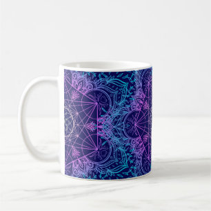 Caneca De Café Símbolos Geométricos Sagrados em Mandala sem solda