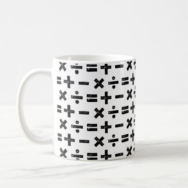 Caneca De Café Símbolos matemáticos preto e branco Padrão Lino Co (Esquerda)