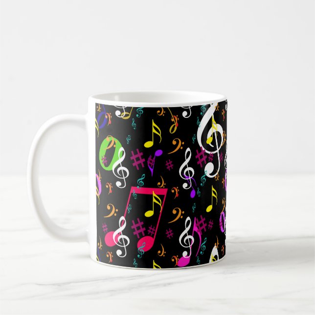 Caneca De Café Símbolos Musicais Design (Esquerda)