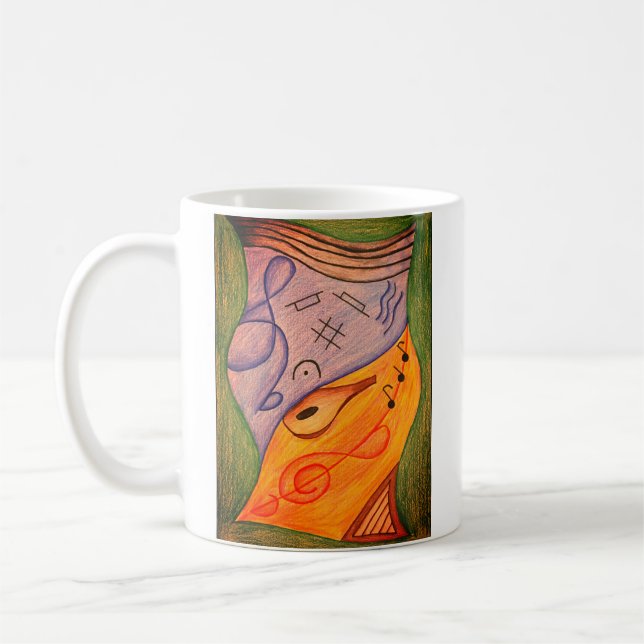 Caneca De Café Símbolos Musicais Tremem Coloração Limpa (Esquerda)