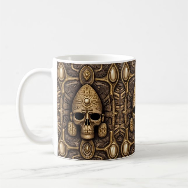 Caneca De Café Simetria Estelar Asteca: Padrão Cósmico (Esquerda)