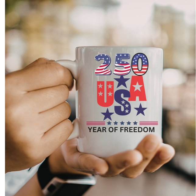 Caneca De Café Simple 250th us independence patriotic July 4th (Criador carregado)