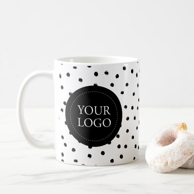 Caneca De Café Simple Black Minimal Business Logo Custom (Com Donut)