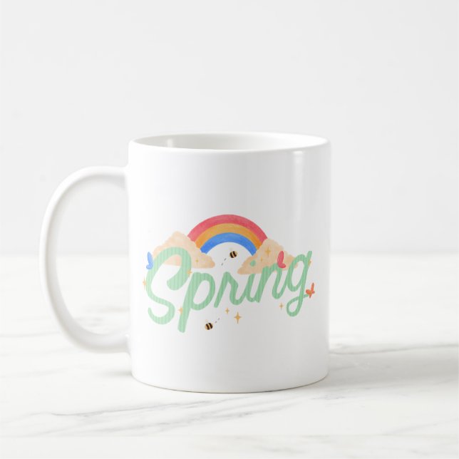 Caneca De Café Simple Joy Springtime Cheerful White Soft Pastel (Esquerda)
