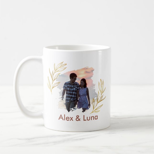 Caneca De Café Simple Love Elegant Couple Gift Romantic Warm Cute (Esquerda)