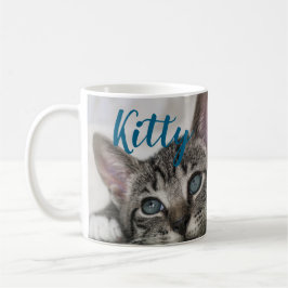 Caneca De Café Simple Modern Custom Cat Name and Photo 