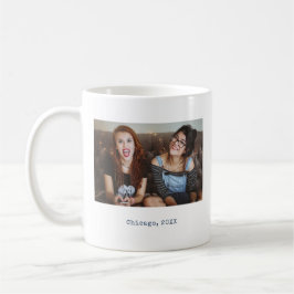 Caneca De Café Simple Navy Minimalist Photo Text Keepsake