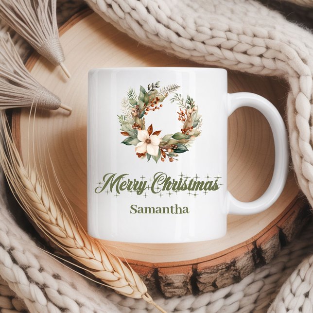 Caneca De Café Simple neutral Scandinavian look custom name Xmas (Simple neutral Scandinavian look custom name Christmas mug

)