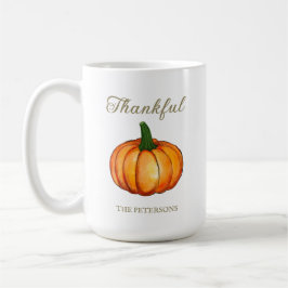 Caneca De Café Simple Orange Watercolor Pumpkin Thanksgiving