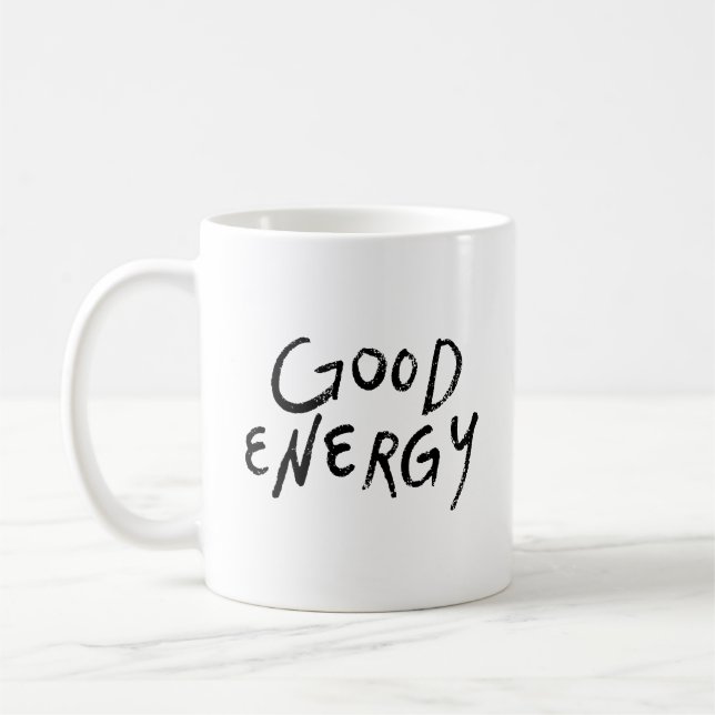 Caneca De Café Simple Positivity Minimalist Good Energy Bold  (Esquerda)