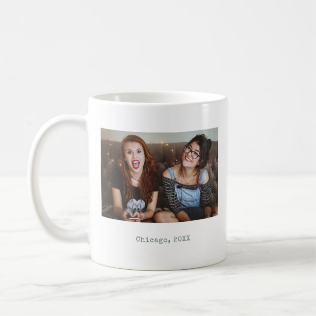 Caneca De Café Simple Sage Minimalist Photo Text Keepsake (Esquerda)