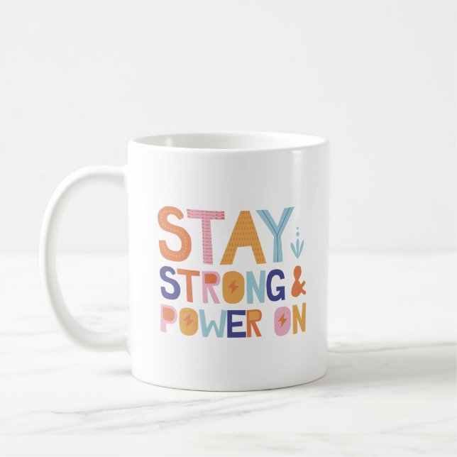 Caneca De Café Simple Strength Positivity Colorful Playful Design (Esquerda)