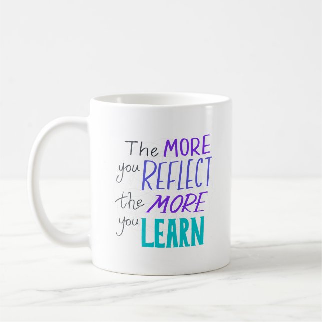 Caneca De Café Simple The More You Reflect, The More You Learn  (Esquerda)