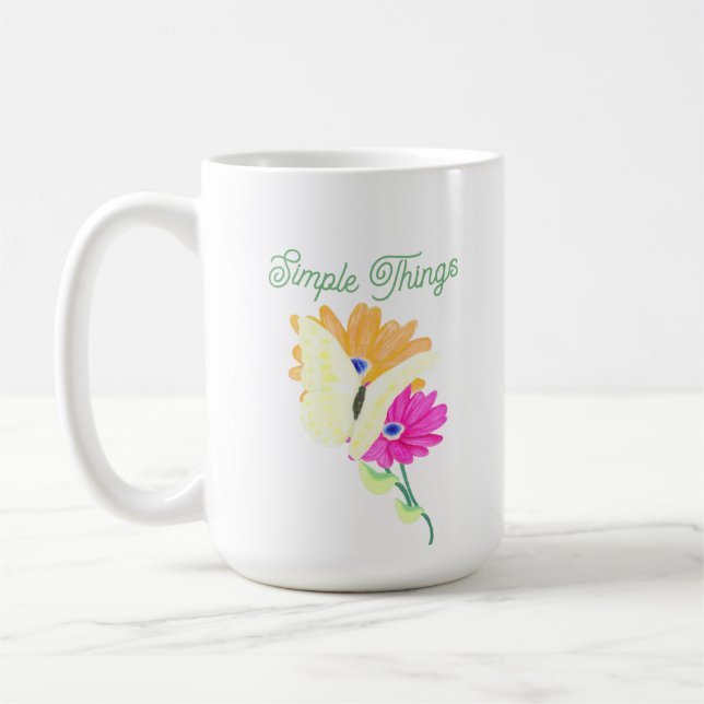Caneca De Café 'Simple Things' Flowers and Butterflies (Esquerda)