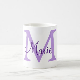 Caneca De Café simples adicione nome monograma rosa vermelho al