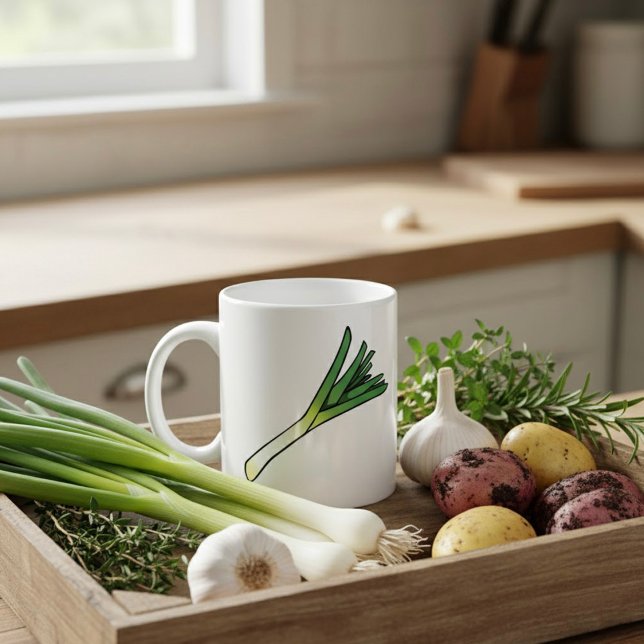 Caneca De Café Simples Alho-Poró Vegetal (Criador carregado)