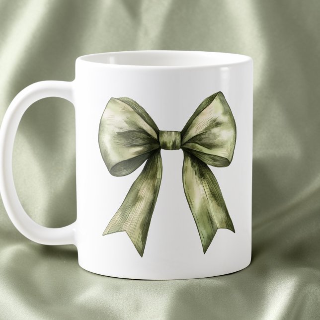 Caneca De Café Simples Arco Russo Moderno e Russo Oleícola Verde (Olive Green Bow Modern Rustic Minimalist Simple Coffee Mug)