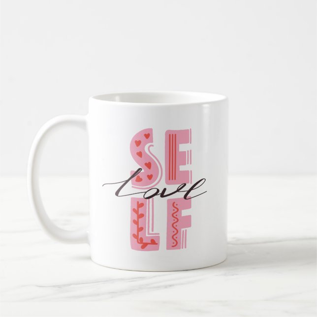 Caneca De Café Simples Bela Leitura De Autoatendimento, Belo Rosa (Esquerda)