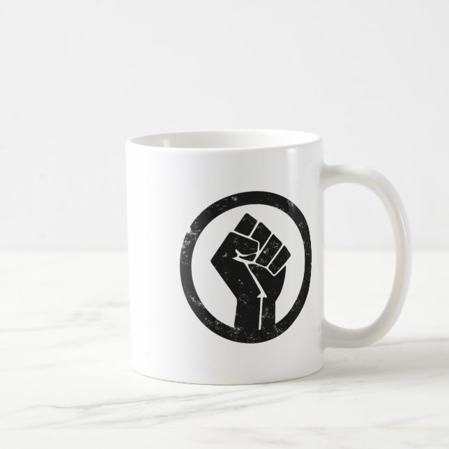 Caneca De Café Simples Black Life Material Protesto Power Fist Wi (Direita)