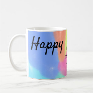 Caneca De Café simples caligrafia feliz aniversário personalizado