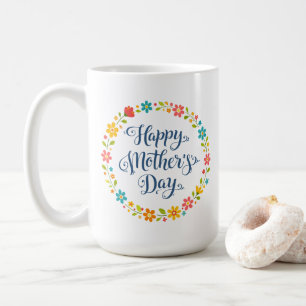 Caneca De Café Simples Calligraphy Floral Dia das Mães   