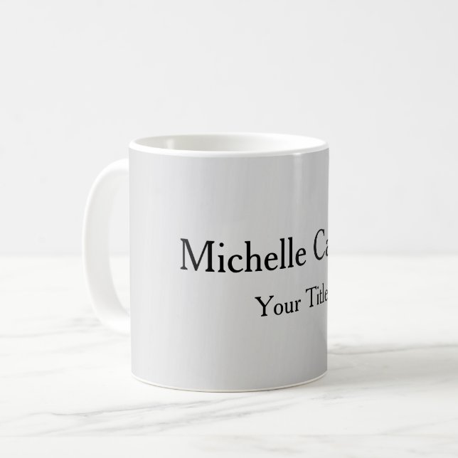 Caneca De Café Simples Cinza de prata profissional clássica exclu (Frente Esquerda)