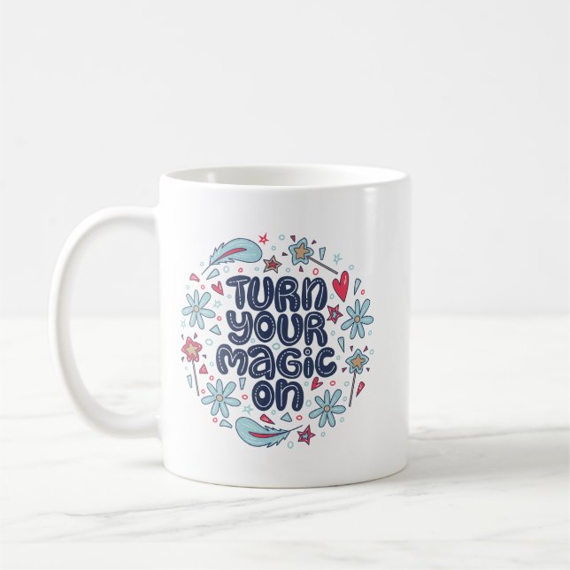 Caneca De Café Simples Citação Positiva Mágica Criatividade (Esquerda)