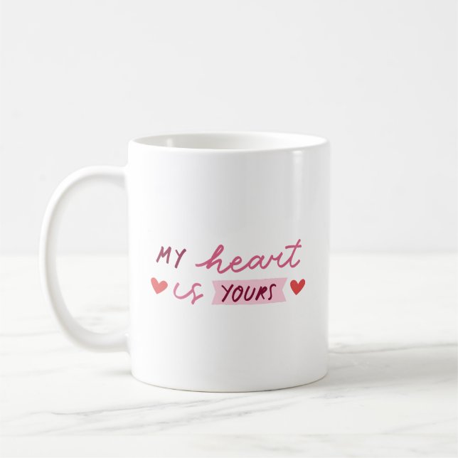 Caneca De Café Simples Doce Romântico Meu Coração É Seu Suave (Esquerda)