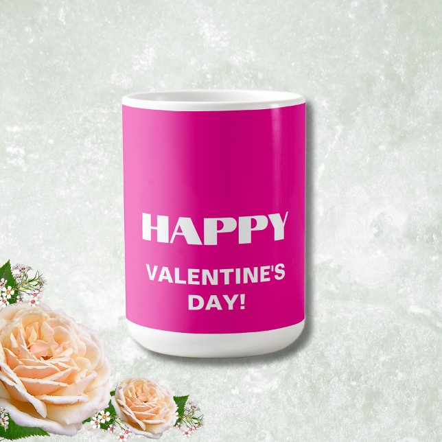 Caneca De Café Simples e Branco, Feliz Dia dos Namorados | Hot Pi (Criador carregado)