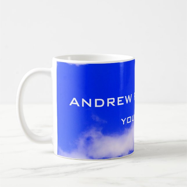 Caneca De Café Simples e Elegante do Céu Azul (Esquerda)