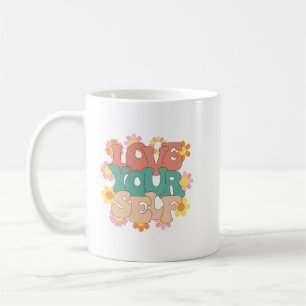Caneca De Café Simples e Positivo Citação Branca Autoamor