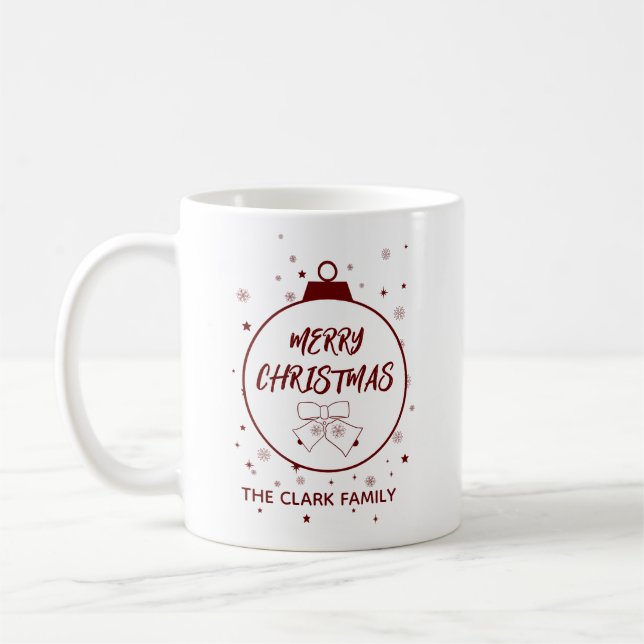 Caneca De Café Simples Elegante - Natal Vermelho Moderno (Esquerda)