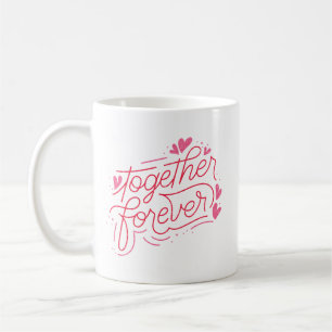 Caneca De Café Simples encanto Juntos Para Sempre Rosa Romântico