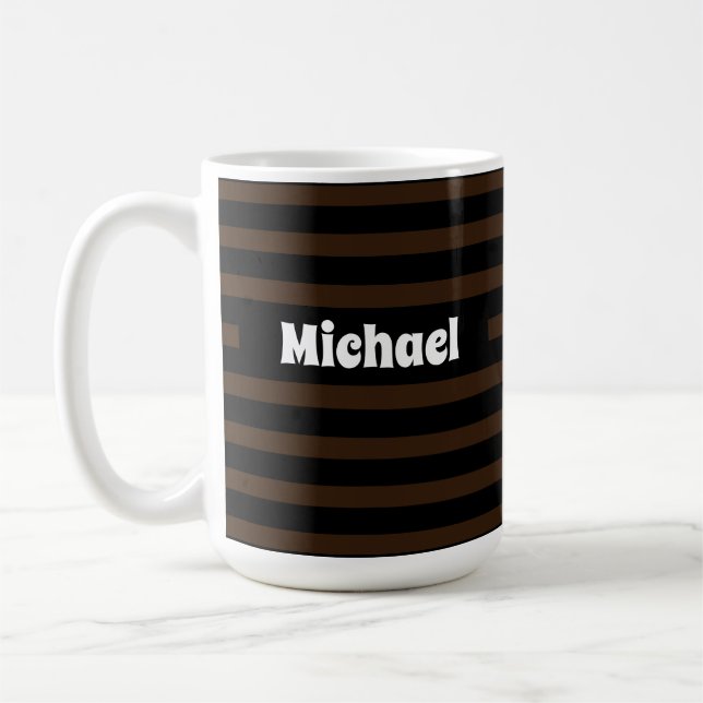 Caneca De Café Simples Escuro Escuro e Preto Nome Personalizado (Esquerda)