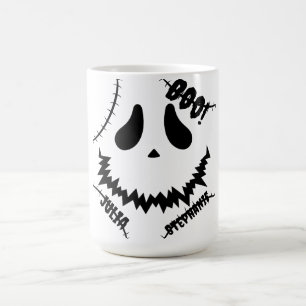 Caneca De Café Simples Feliz Halloween Boo Família e Amigos Nome