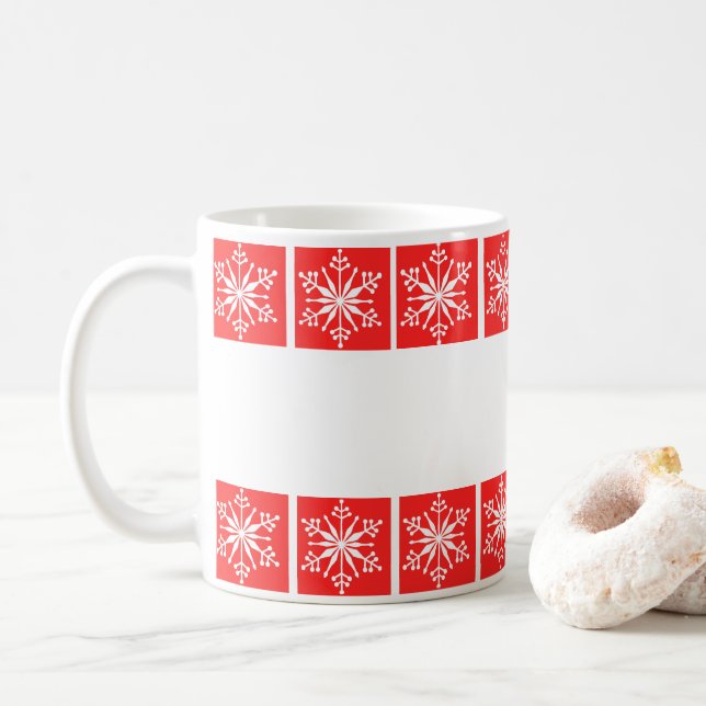 Caneca De Café Simples Floco de Neve Festivo, Mug Padrão. (Com Donut)