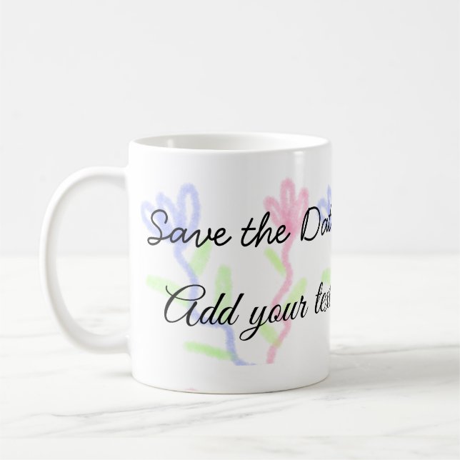 Caneca De Café Simples flores azuis rosa em aquarela para save th (Esquerda)