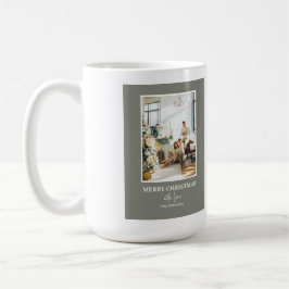 Caneca De Café Simples Foto de Natal em Verde Sage