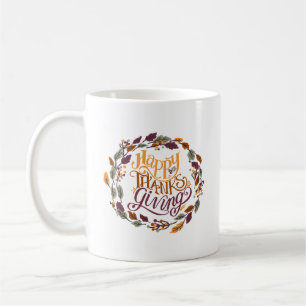 Caneca De Café Simples Gratidão Feliz Dia de Ação de Graças Fofo