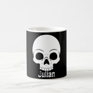 Caneca De Café Simples Halloween Dia Skull Nome Spooky